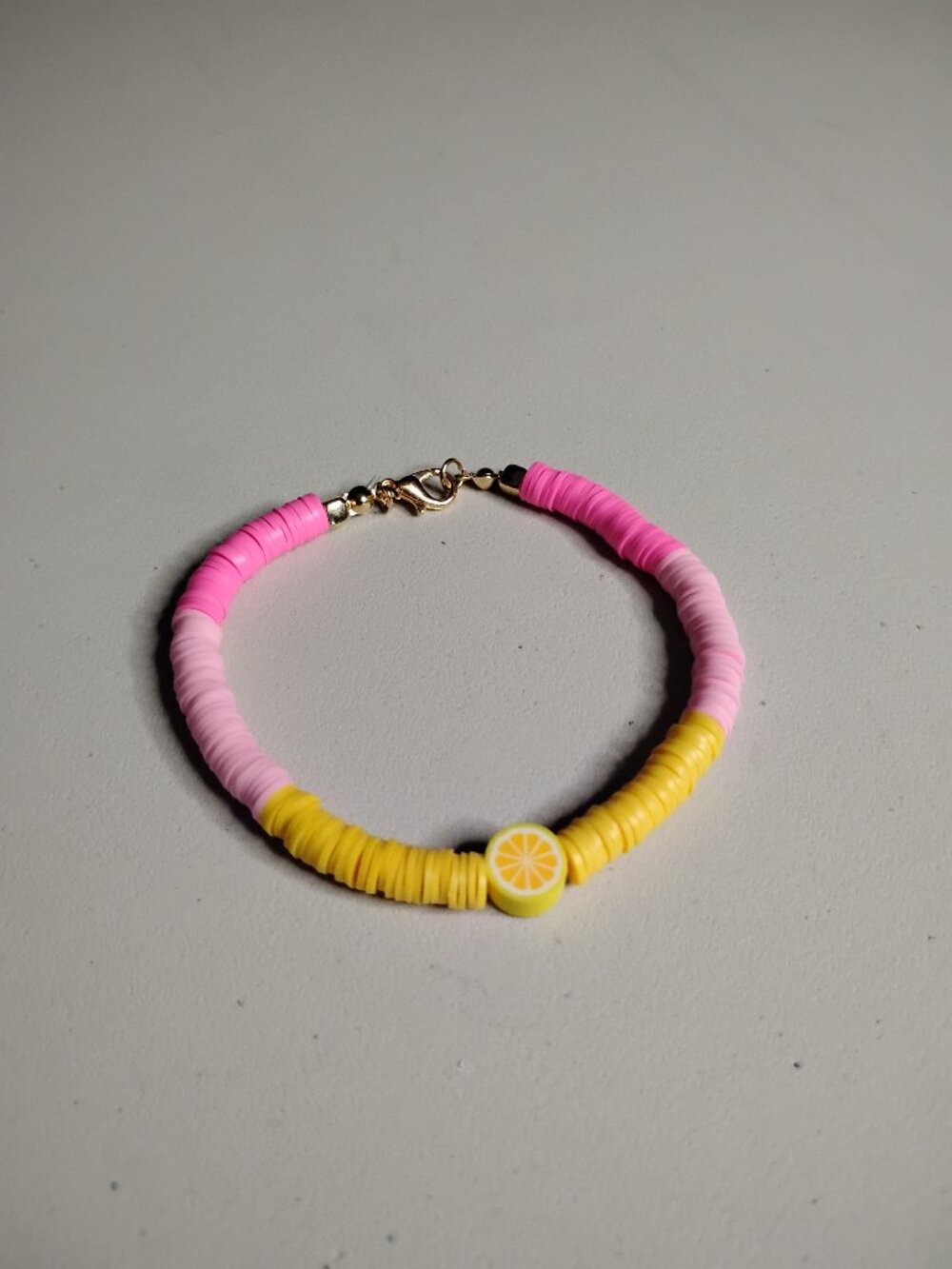 Handmade Women's Heishi Clay Bead Bracelet/Ankle Bracelet Lemonade Theme